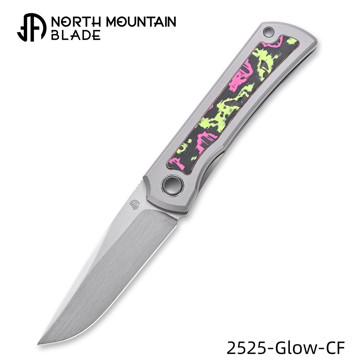 Sun 2525-Glow-CF MINI Folding Knife Ti Handle M390 Blade hand-brushed finish