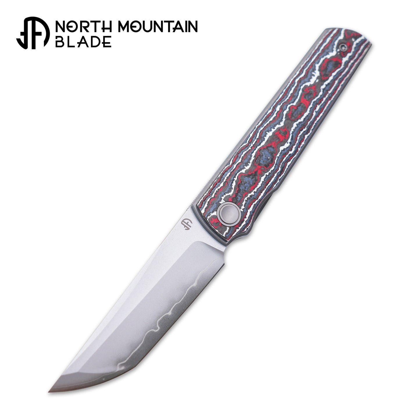 2412-RDWH CHOP 4 Front Flipper Folding Knife, Ceramic Carbon Fiber Handle, SLD San Mai Steel, Japanese-Style Tanto