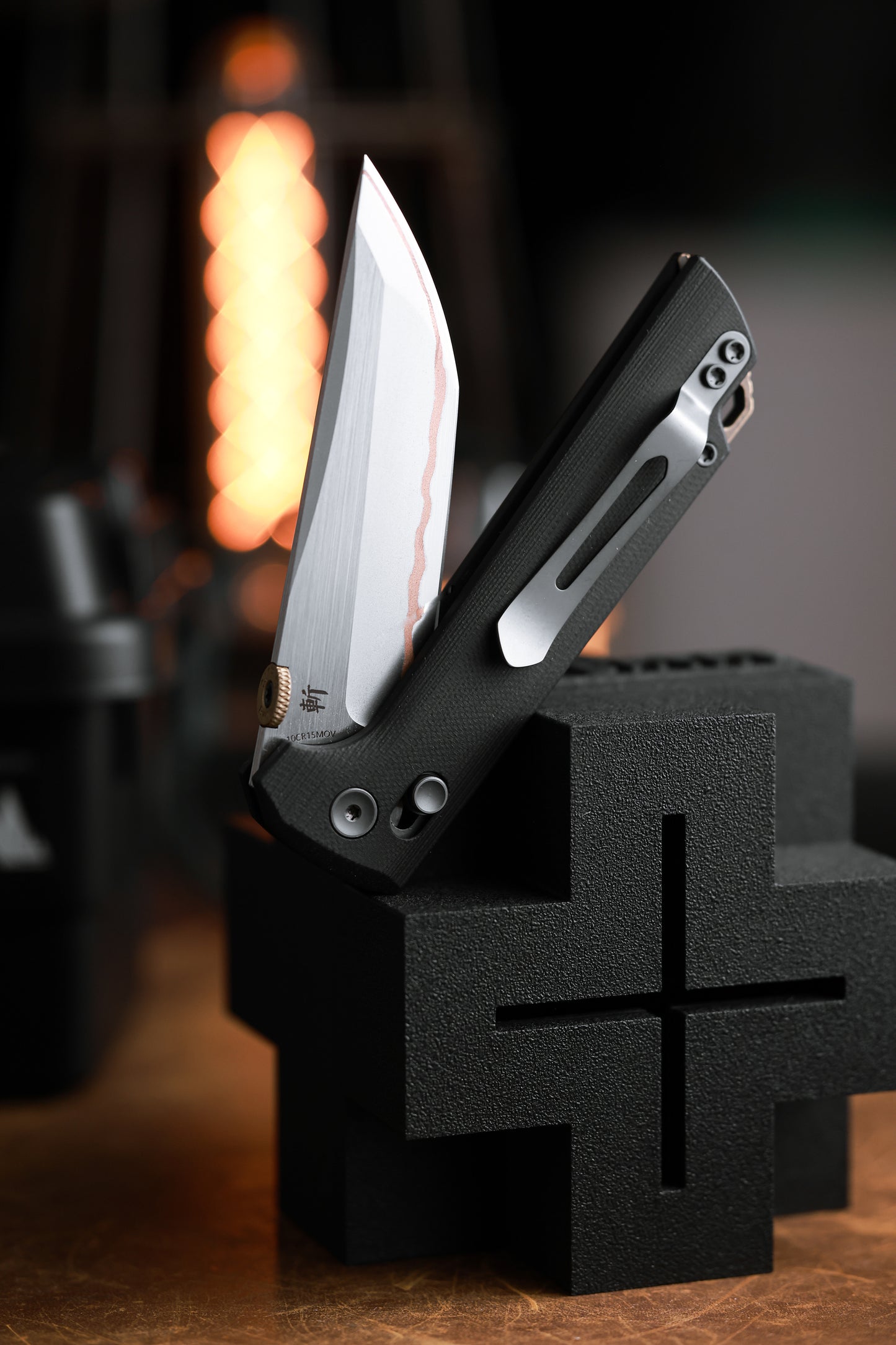 2418-BK-5 Crossbar Lock 5-Layer Copper Steel 3.5" Blade Japanese-style tactical folding knife