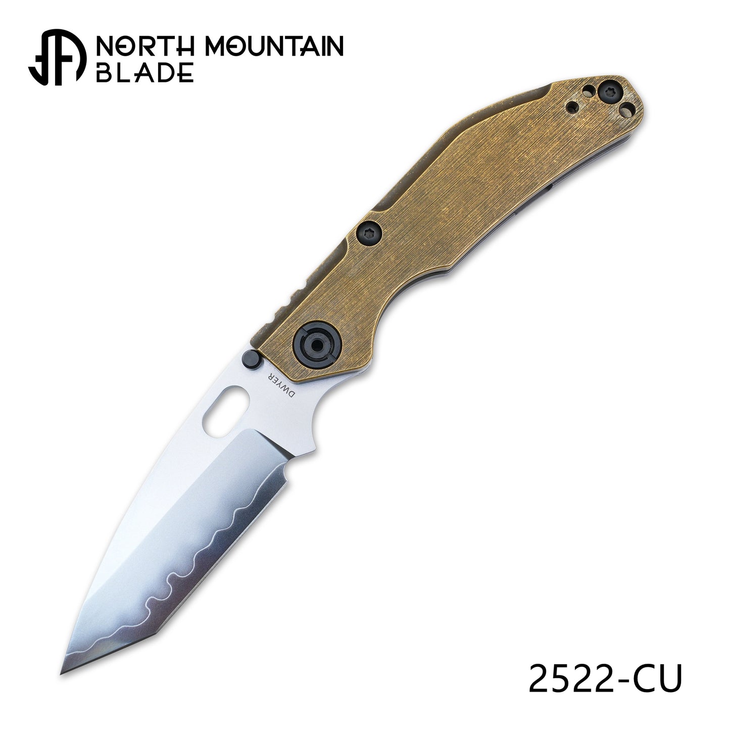 BBNM 2522-CU Bronze Tanto Duane Dwyer Frame Lock Folding Knife 3.62" SLD Satin/Hamon Tanto Blade, Bronze Handle with Titanium Lock - BBNM BRONZE TANTO