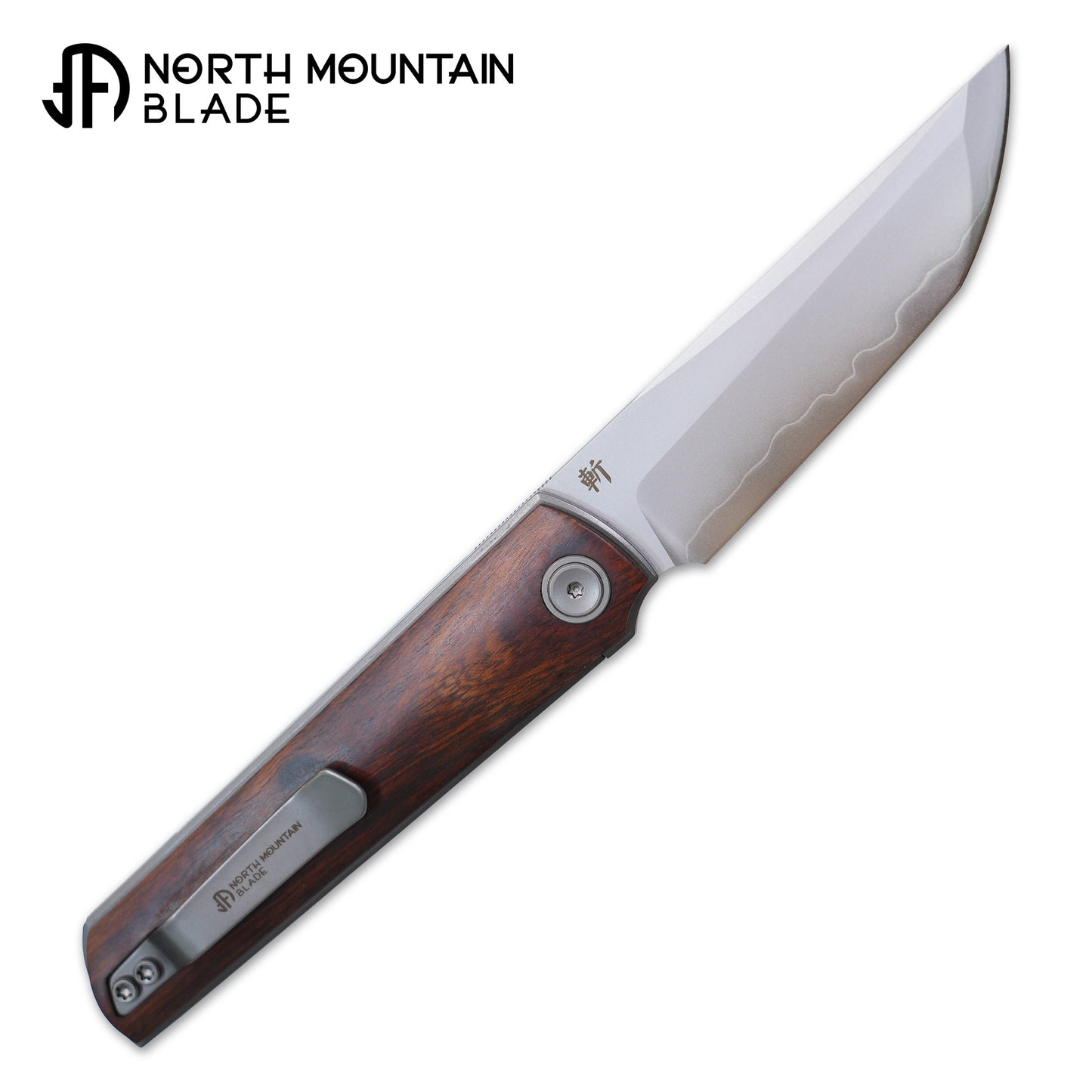 2412-IW CHOP 4 Front Flipper Folding Knife, Desert Ironwood Handle, SLD San Mai Steel, Japanese-Style Tanto