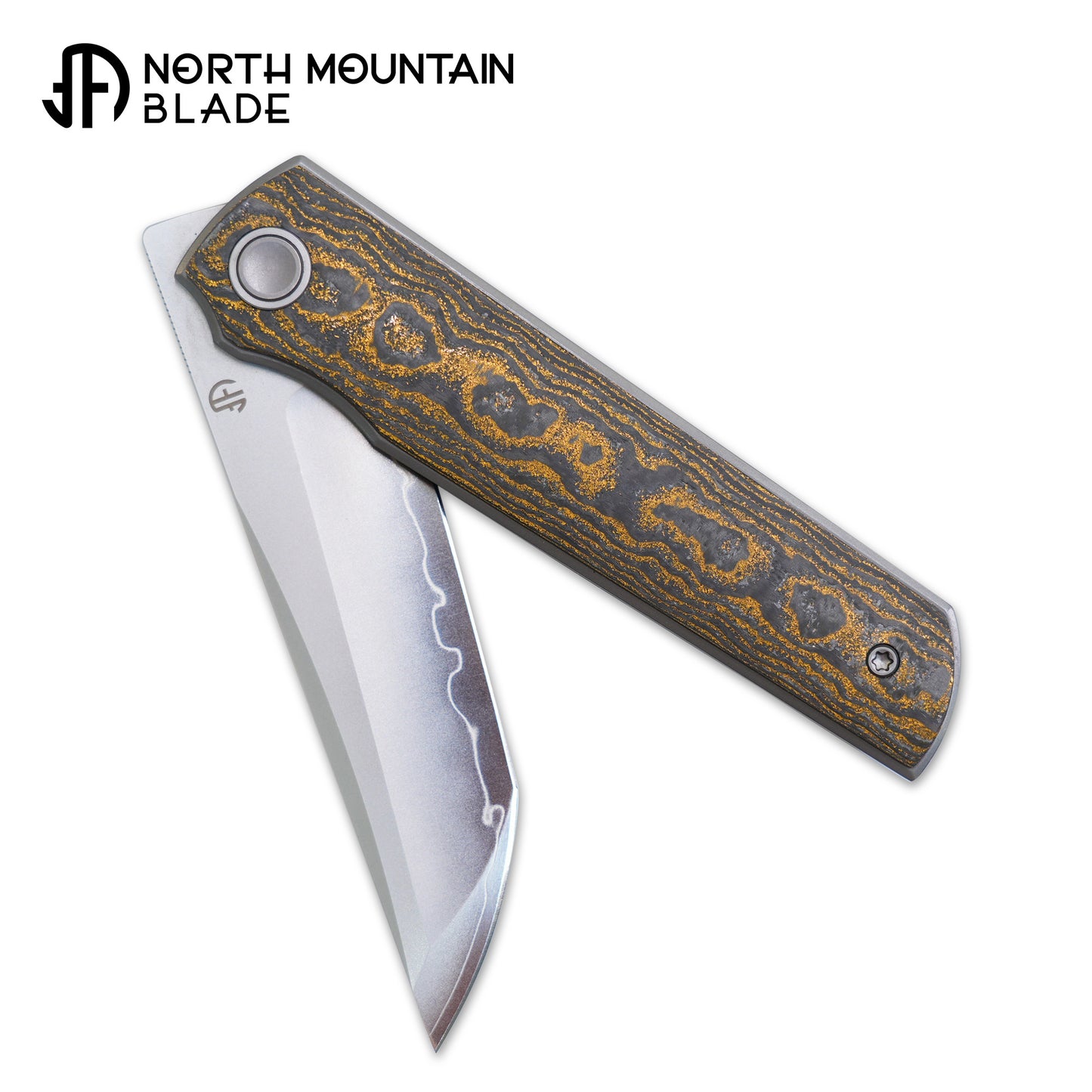 2412-GDCF CHOP 4 Front Flipper Folding Knife, Ceramic Carbon Fiber Handle, SLD San Mai Steel, Japanese-Style Tanto