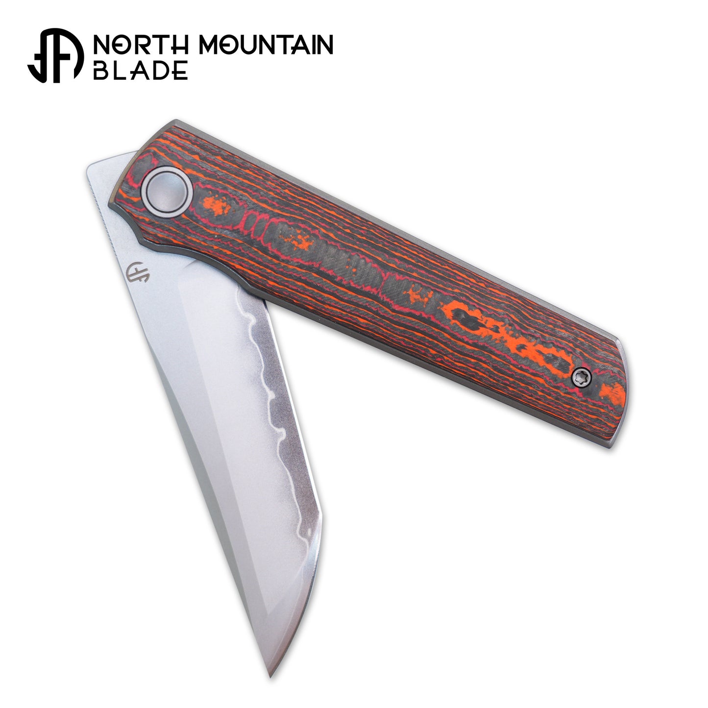 2412-ORCF CHOP 4 Front Flipper Folding Knife, Ceramic Carbon Fiber Handle, SLD San Mai Steel, Japanese-Style Tanto