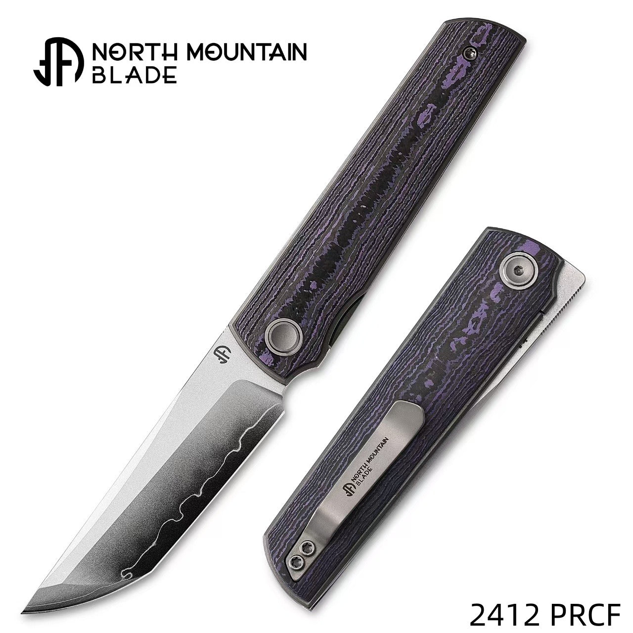 2412-PRCF CHOP 4 Front Flipper Folding Knife, Ceramic Carbon Fiber Handle, SLD San Mai Steel, Japanese-Style Tanto