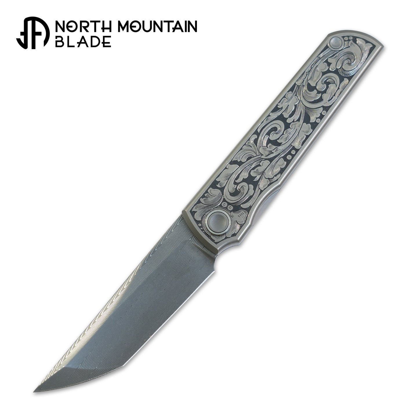 【CHOP】Hand Carved Titanium Handle VEGAS Forged Damascus
