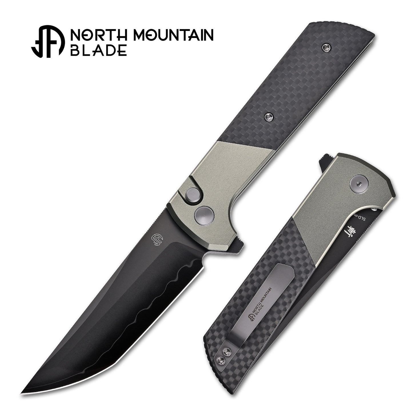 2407-GRCF-DLC Anodized grey aluminum handle Carbon Fiber