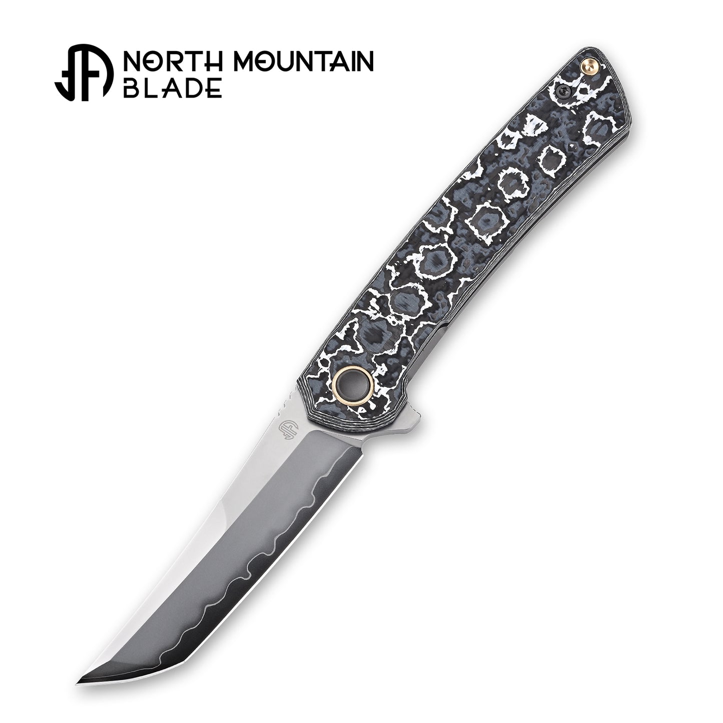 【Zero】2507-WHCF Tanto Blade White Ceramic Carbon Fiber Ti Handle&Clip Smooth Flippers