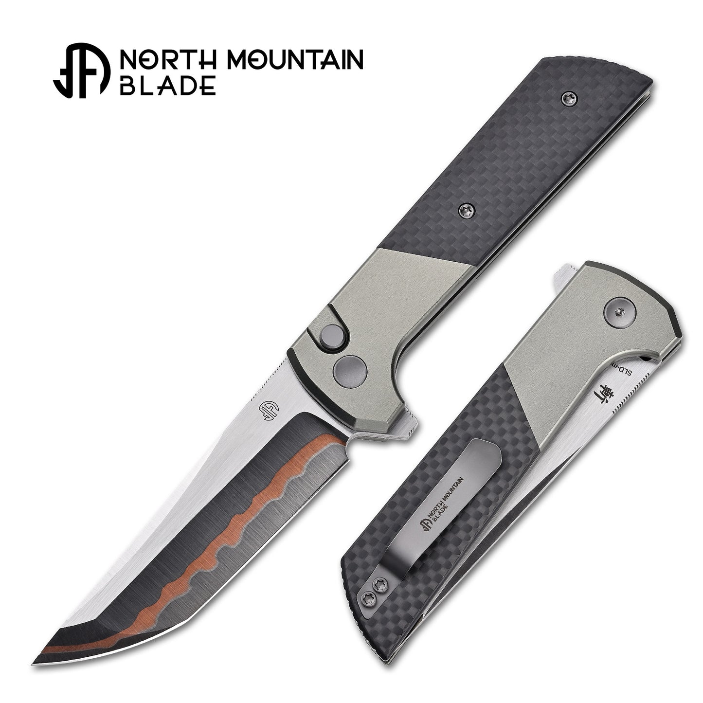 2407-GRCF-5 Anodized aluminum alloy handle Carbon Fiber Copper blade