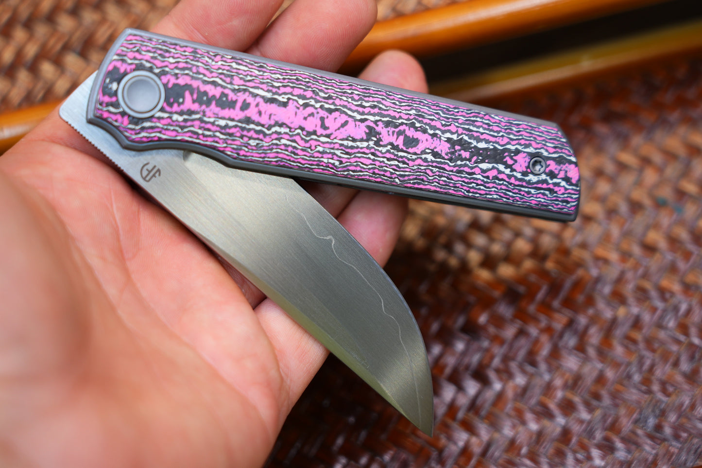 2412-GlowCF Clip Point Hand-brushed finish