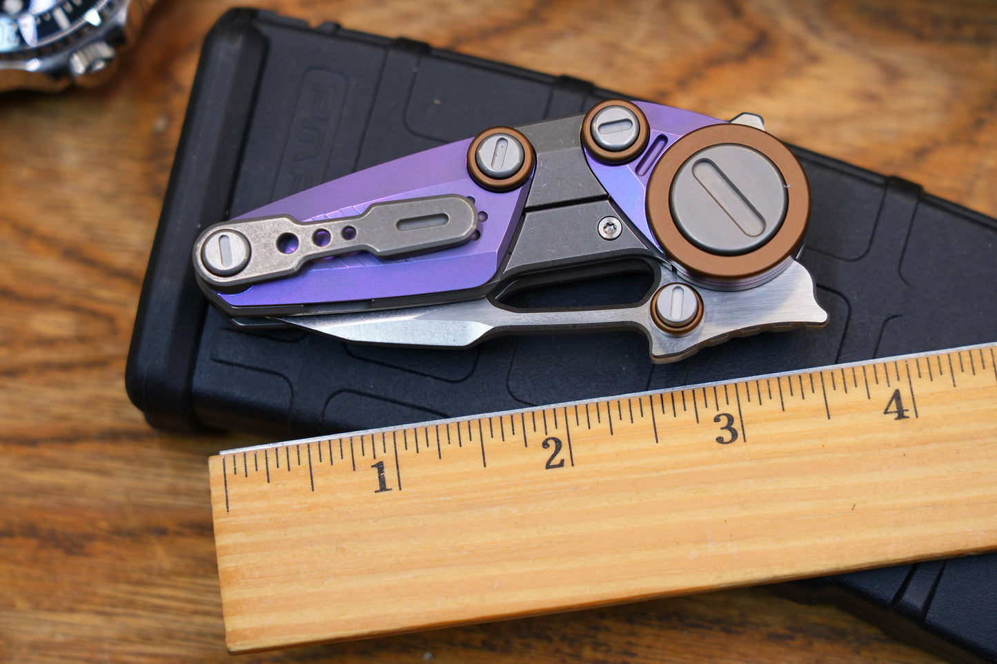 NOC Knives Mechanical Folding Knife Titanium Handle M390 Blade w/ Hard Case
