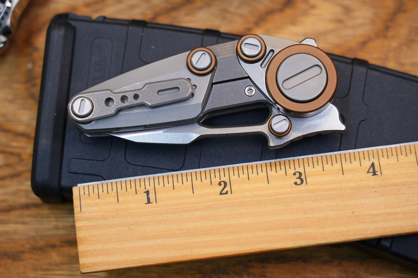 NOC Knives Mechanical Folding Knife Titanium Handle M390 Blade w/ Hard Case