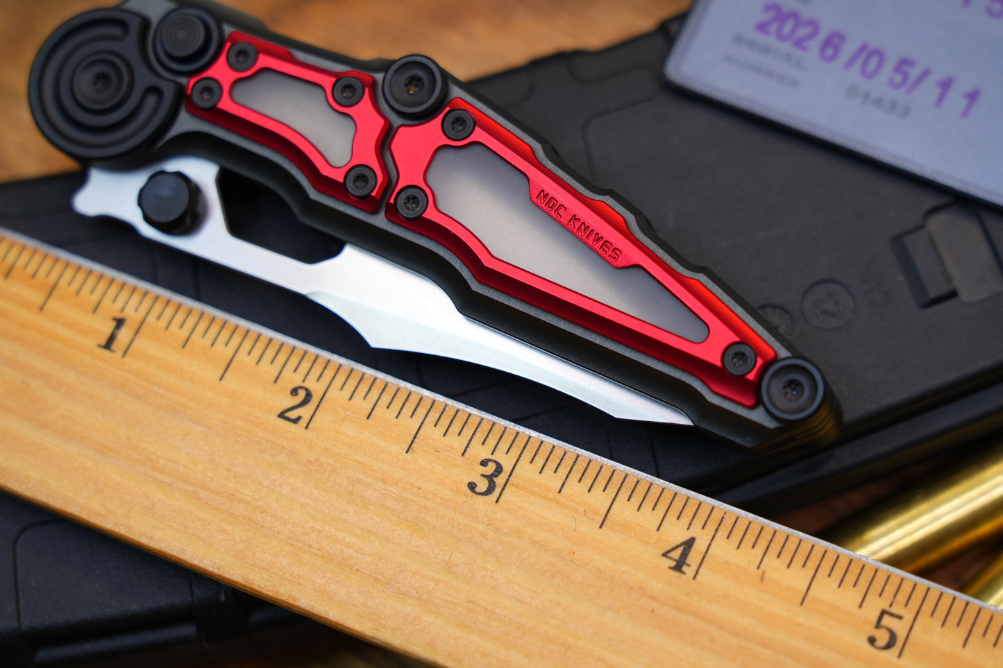 NKMA0115 M390 NOC Knives Manual Button Lock Folding Knife 2mm Blade Aluminum PC Handle