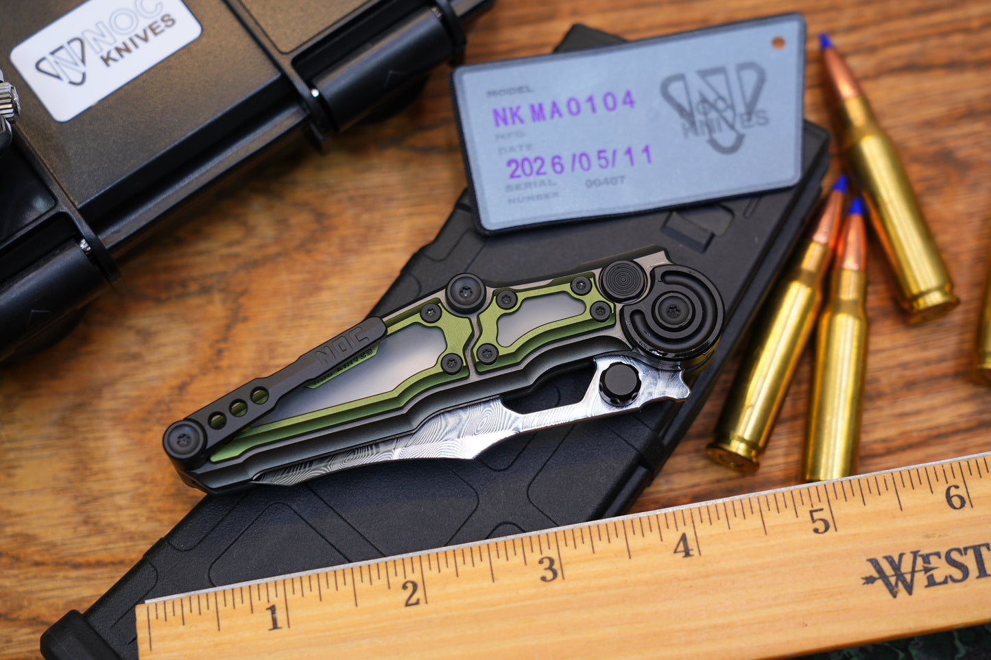 NKMA0104 Damascus NOC Knives Manual Button Lock Folding Knife 2mm Blade Aluminum PC Handle