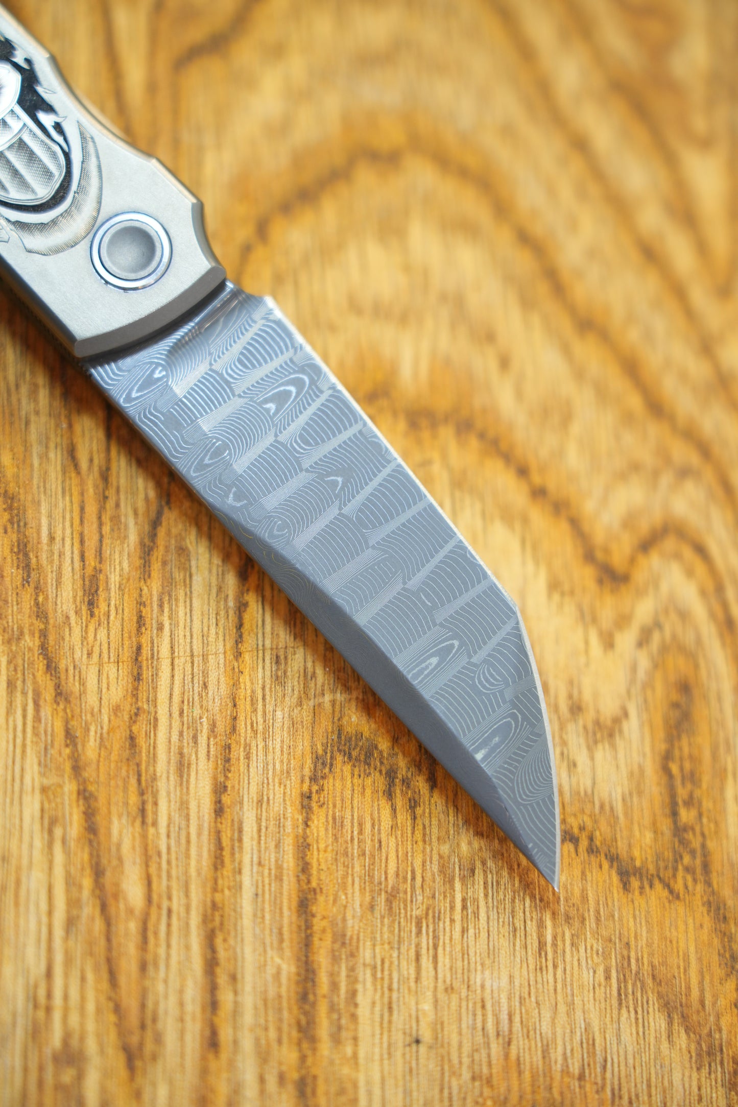 【CHOP】plague doctor Hand Carved Titanium Handle VEGAS Forged Damascus