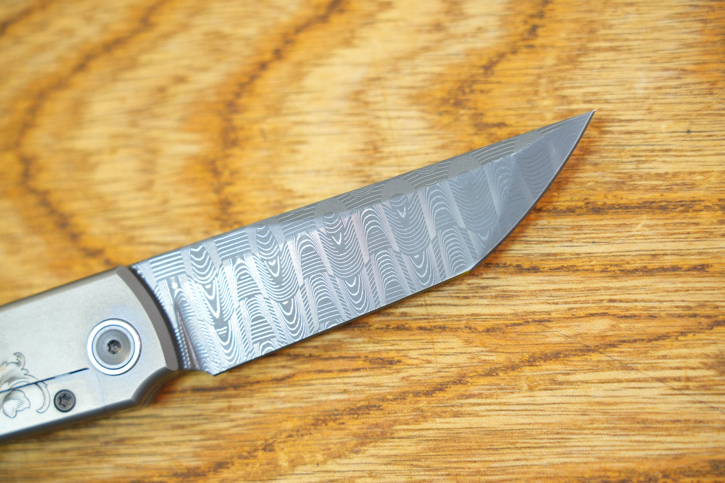 【CHOP】plague doctor Hand Carved Titanium Handle VEGAS Forged Damascus