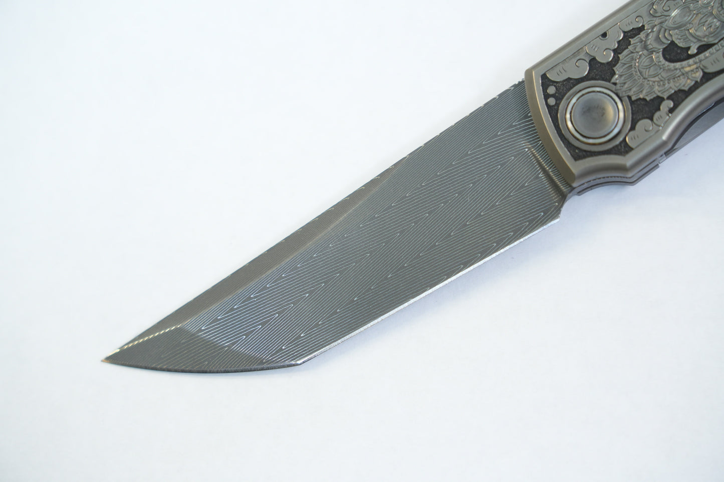 【CHOP】Hand Carved Titanium Handle VEGAS Forged Damascus