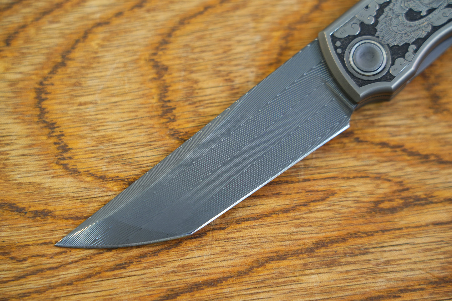【CHOP】Hand Carved Titanium Handle VEGAS Forged Damascus