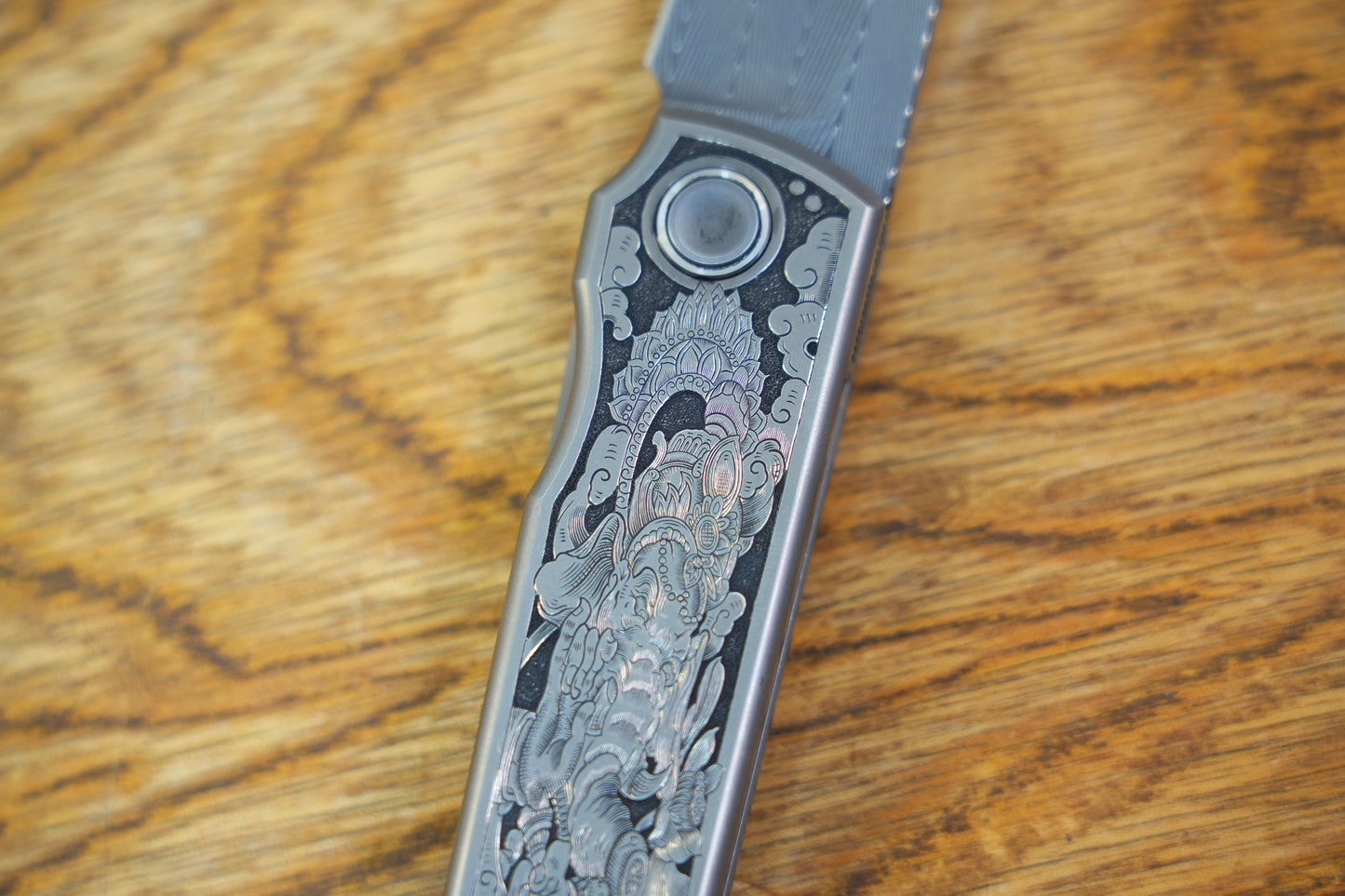 【CHOP】Hand Carved Titanium Handle VEGAS Forged Damascus