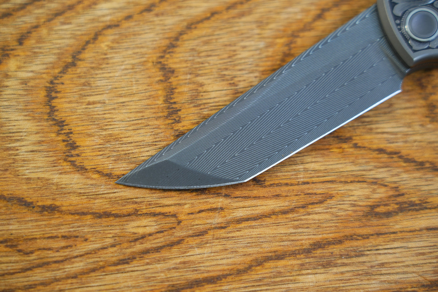 【CHOP】Hand Carved Titanium Handle VEGAS Forged Damascus