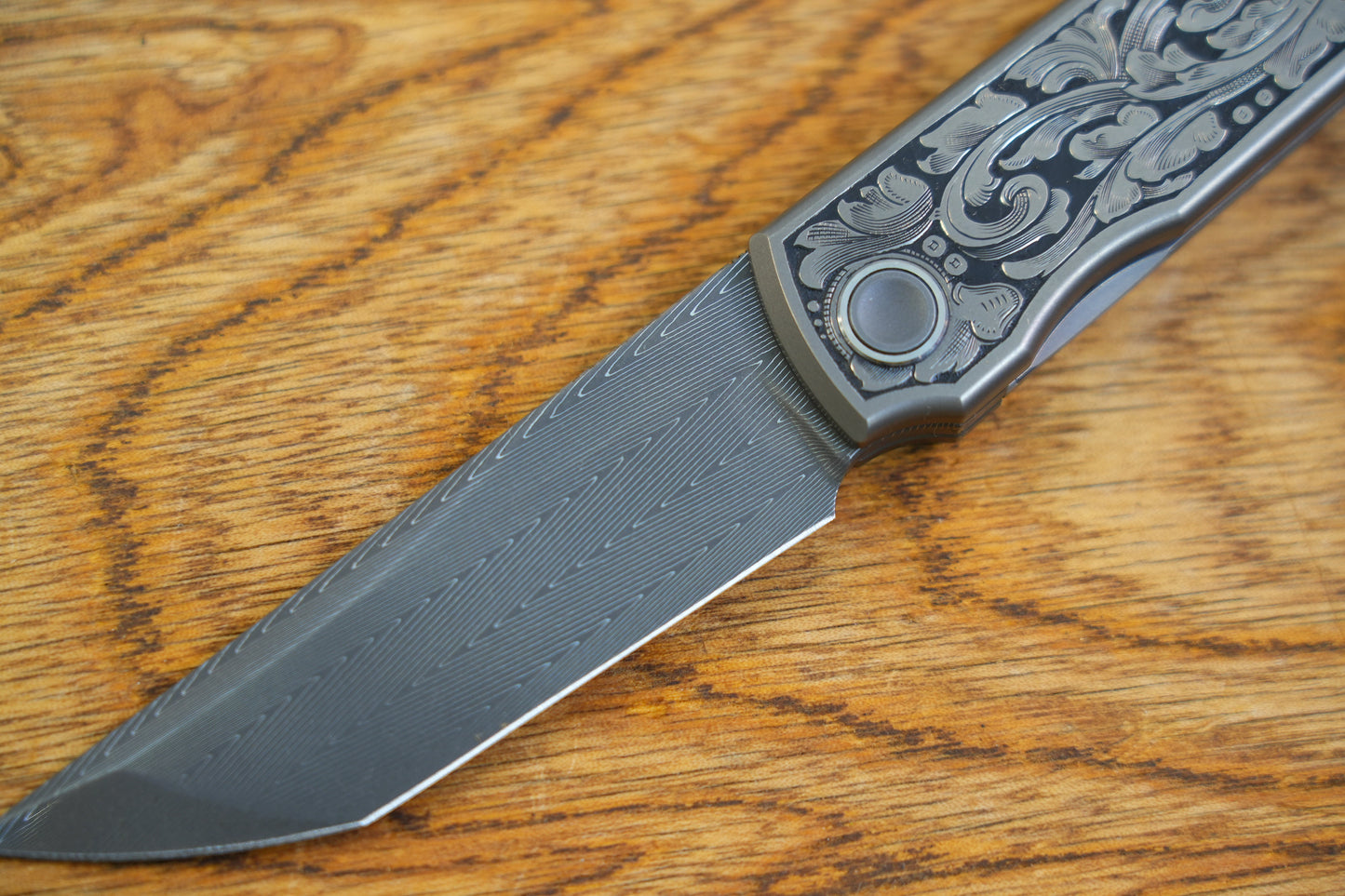 【CHOP】Hand Carved Titanium Handle VEGAS Forged Damascus
