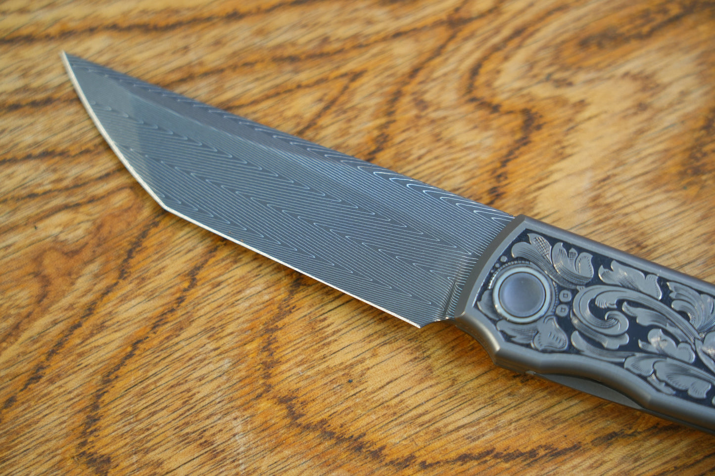 【CHOP】Hand Carved Titanium Handle VEGAS Forged Damascus