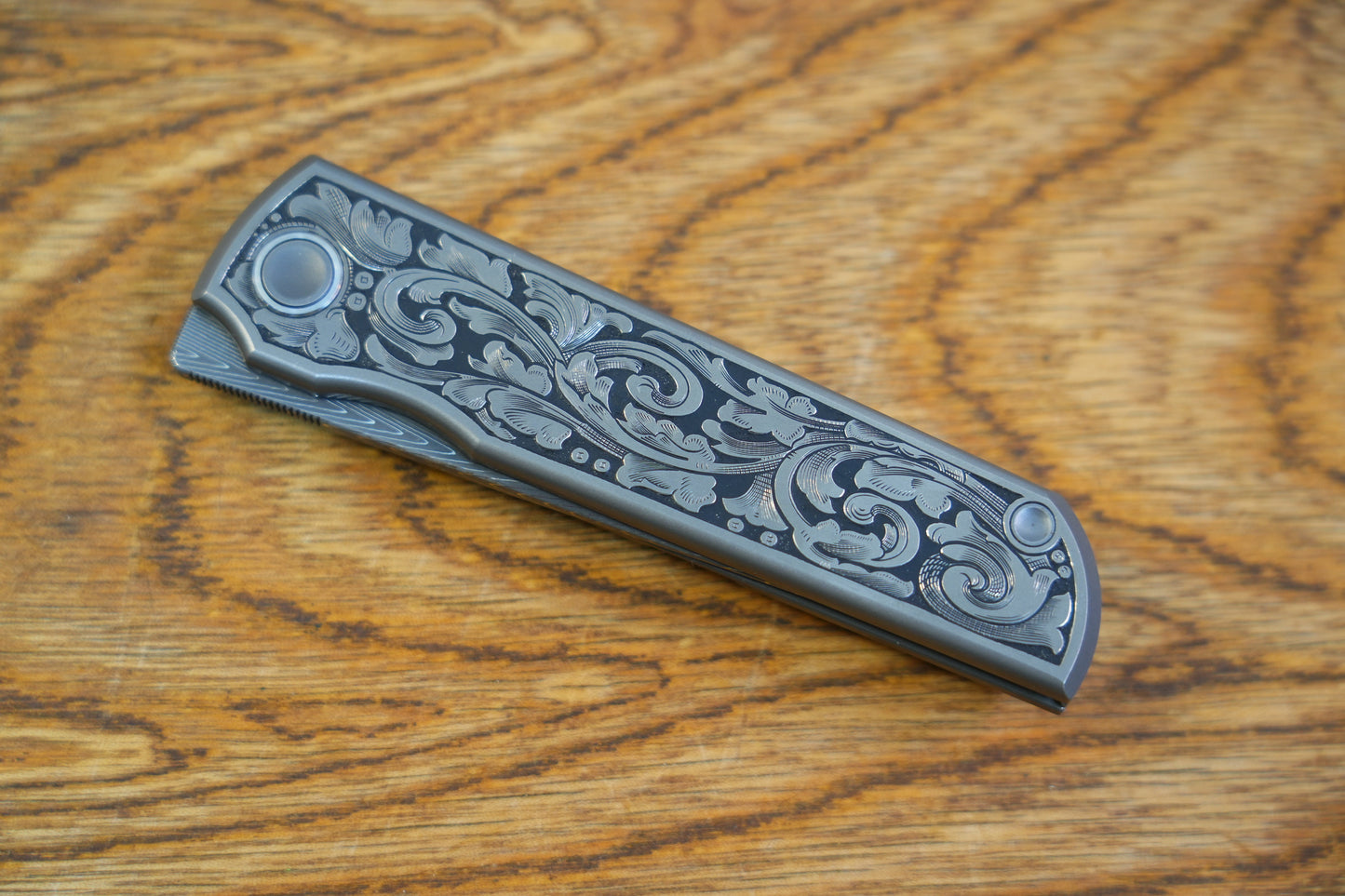 【CHOP】Hand Carved Titanium Handle VEGAS Forged Damascus