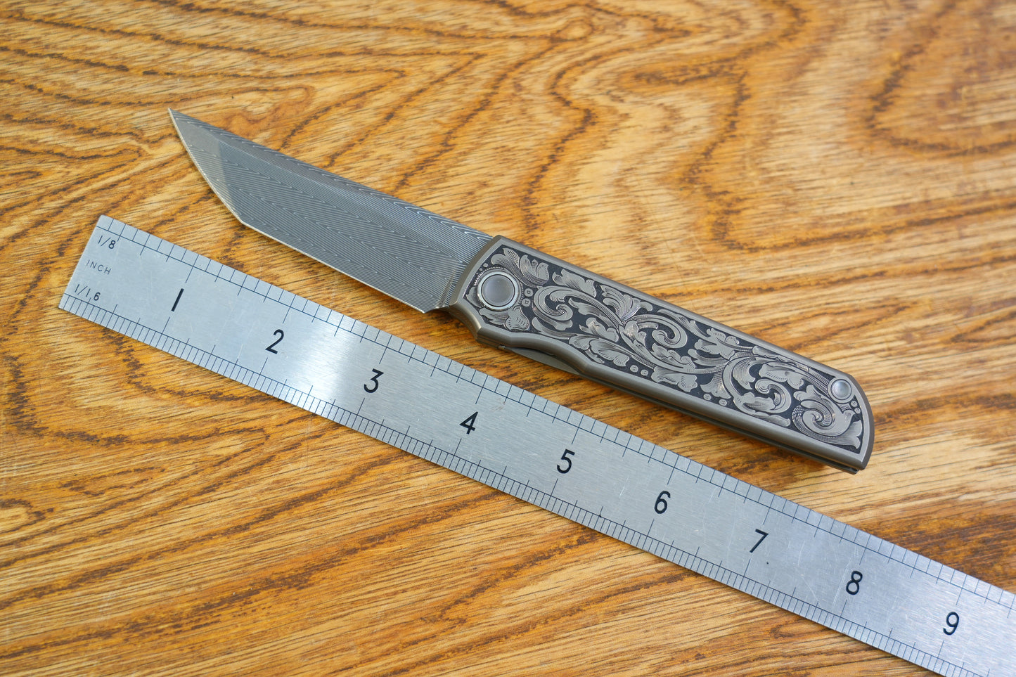 【CHOP】Hand Carved Titanium Handle VEGAS Forged Damascus