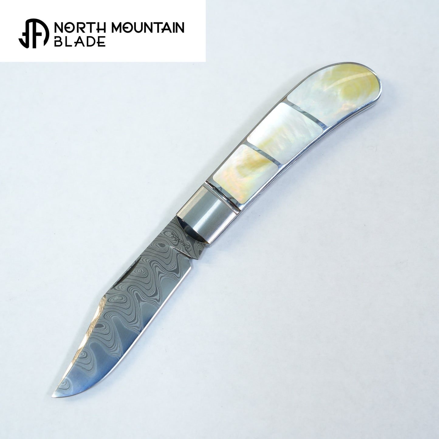 【Lanny】Like high-end jewelry, three-layer Damascus made in the United States, steel handle, inlaid with six pieces of high-quality mother-of-pearl