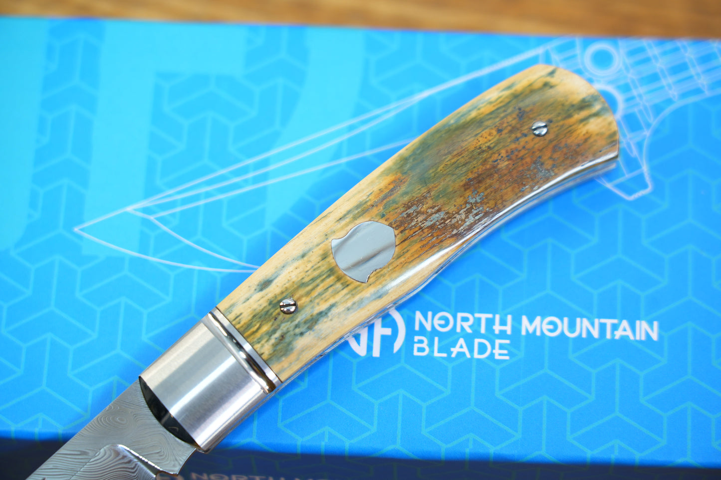 【Lanny】Damasteel blade Steel Frame Mammoth Tusk Handle Non-locking