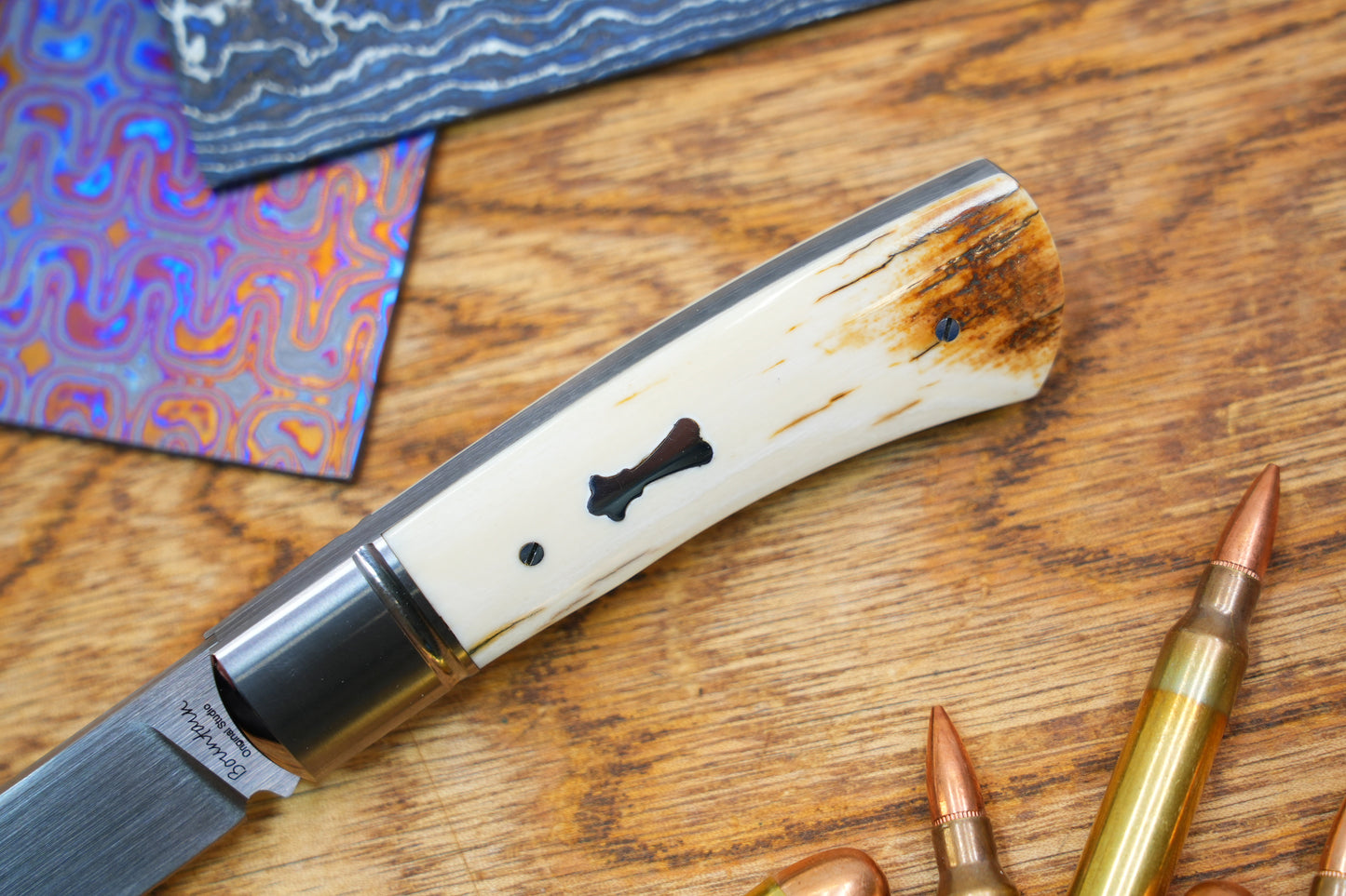 North Mountain Traditional Series – Handcrafted Sheepsfoot Pocket Knife with Mammoth Ivory Handle, Steel Frame, Non-Locking, M390 Blade with Hand-Satin Finish