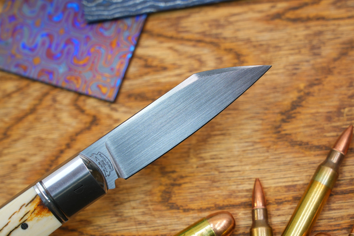 North Mountain Traditional Series – Handcrafted Sheepsfoot Pocket Knife with Mammoth Ivory Handle, Steel Frame, Non-Locking, M390 Blade with Hand-Satin Finish