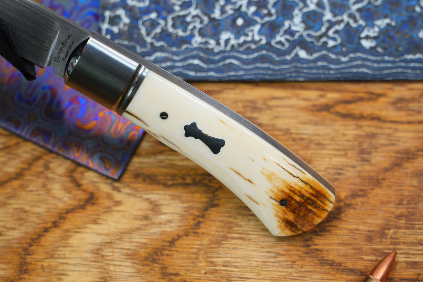 North Mountain Traditional Series – Handcrafted Sheepsfoot Pocket Knife with Mammoth Ivory Handle, Steel Frame, Non-Locking, M390 Blade with Hand-Satin Finish