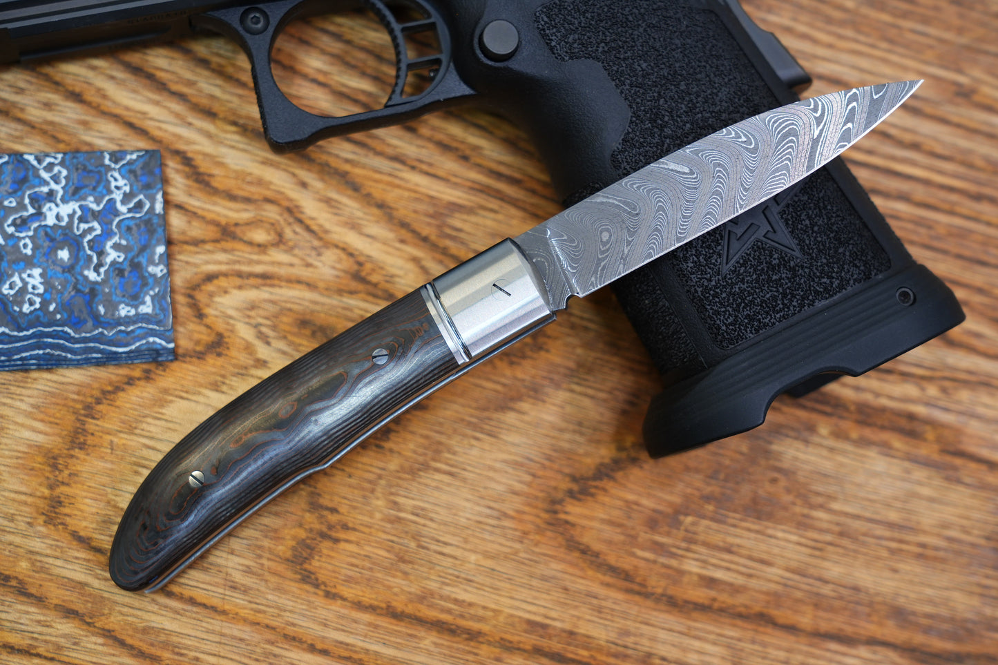 【Swift】 vegas damascus Ceramic carbon fiber handle Pocket Knife No lock