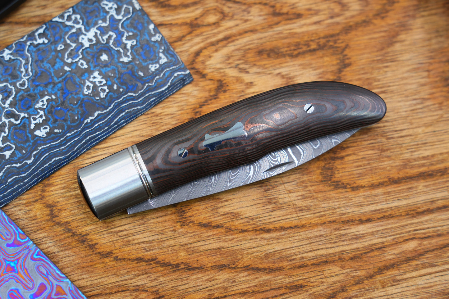 【Swift】 vegas damascus Ceramic carbon fiber handle Pocket Knife No lock