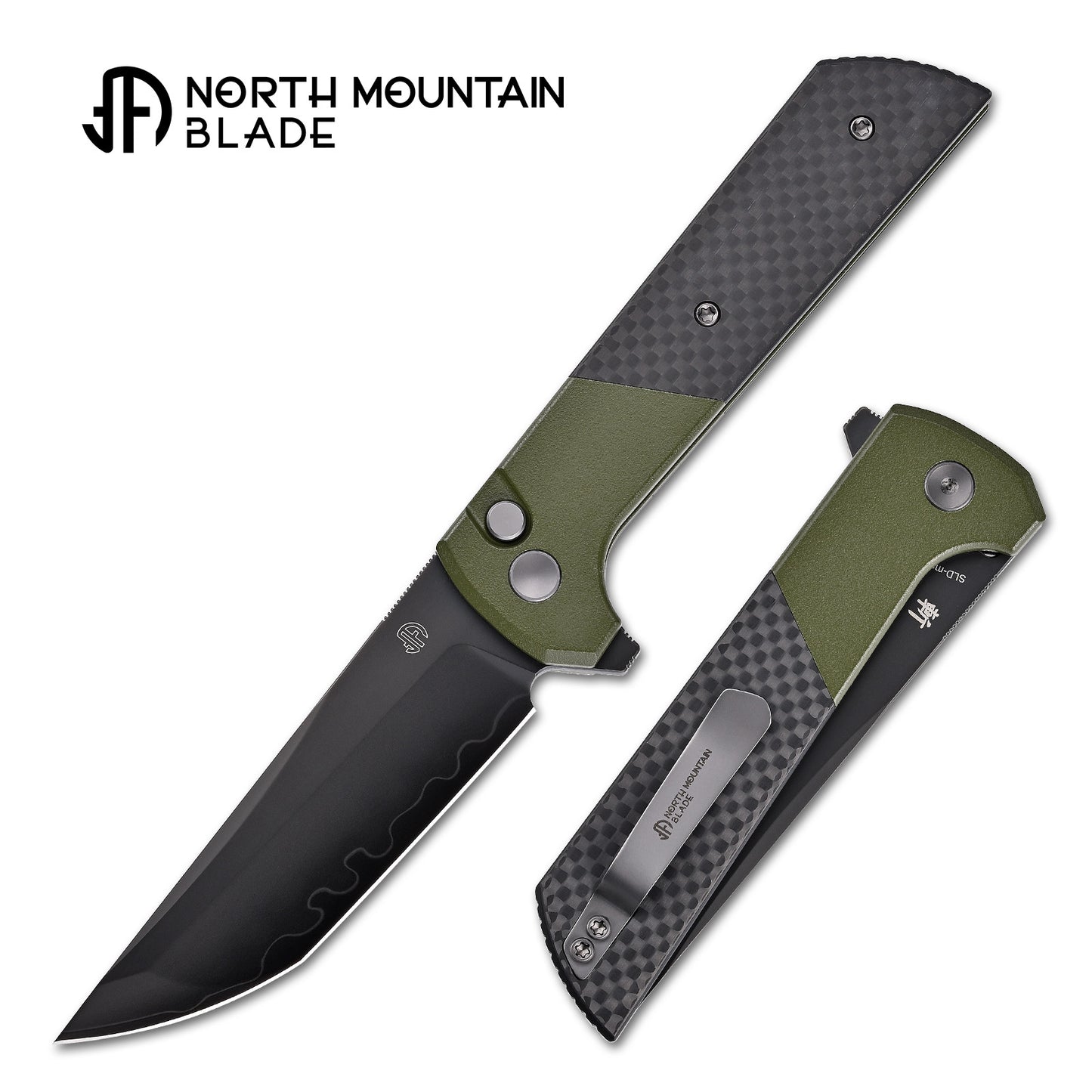 2407-SPGRCF-DLC Matte painted green aluminum alloy handle Carbon Fiber