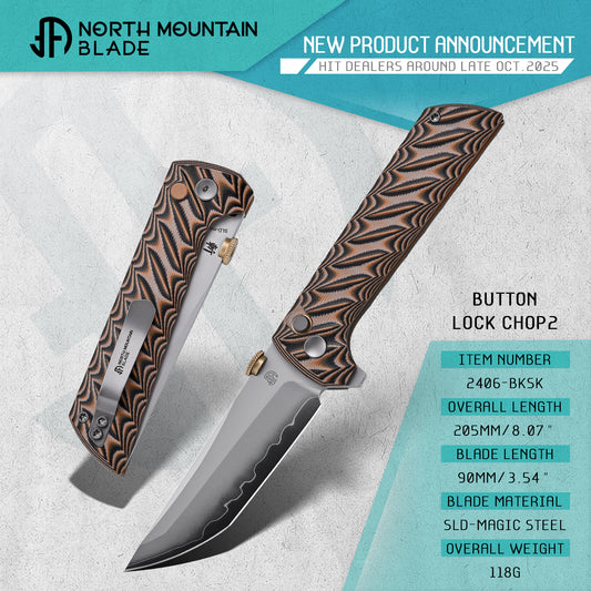 2406-BKSK New .45-style thumb disc Two-tone G10 handle with snakeskin pattern