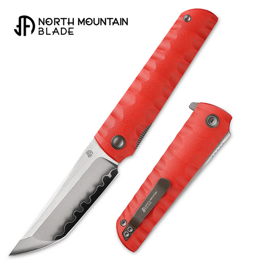 2411-RED Kick Stop Chop Plus Hidden flipper Japanese style tactical tanto folding knife