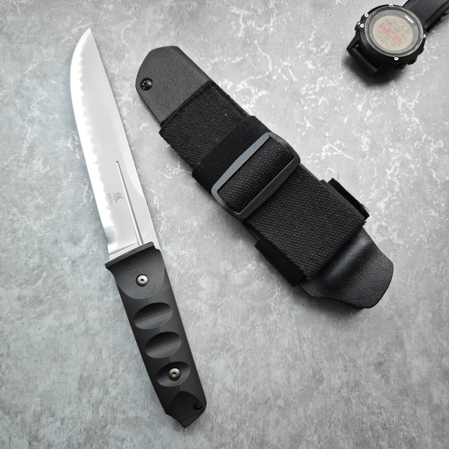 Nemoto Design FB01, SLD-MAGIC Steel Fixed Blade Knife, Kydex Sheath, Sakura Blade