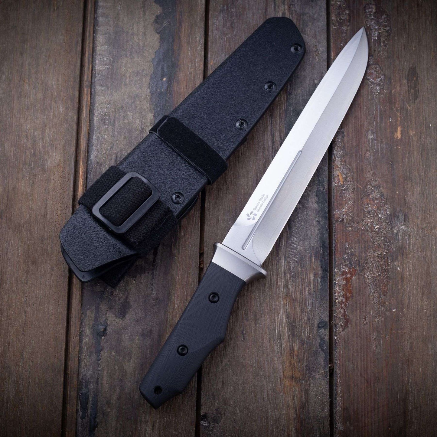 Nemoto Design FB02, SLD-MAGIC Steel short sword, Kydex Sheath, Sakura Blade