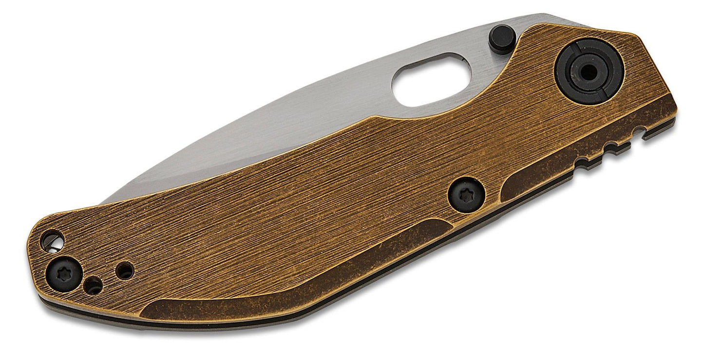 BBNM 2522-CU Bronze Tanto Duane Dwyer Frame Lock Folding Knife 3.62" SLD Satin/Hamon Tanto Blade, Bronze Handle with Titanium Lock - BBNM BRONZE TANTO