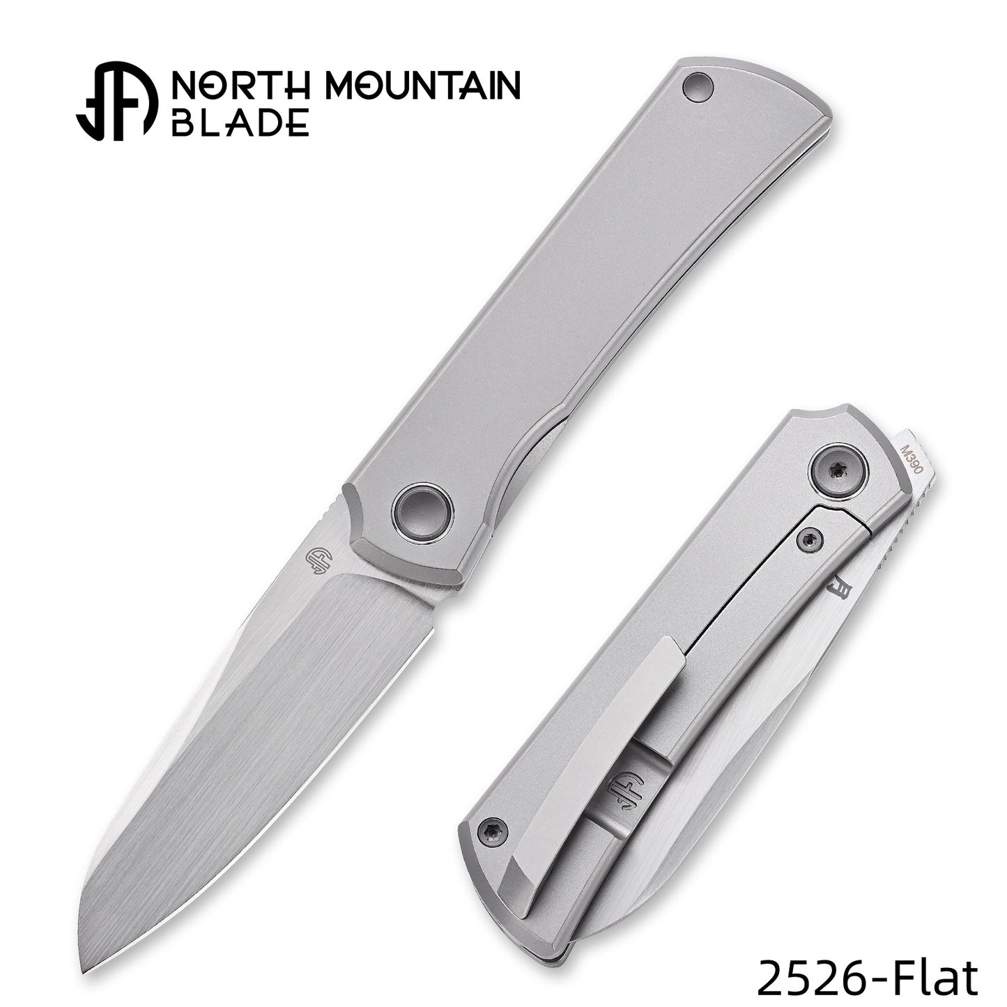 Moon 2526-Flat MINI Folding Knife Ti Handle M390 Blade hand-brushed finish