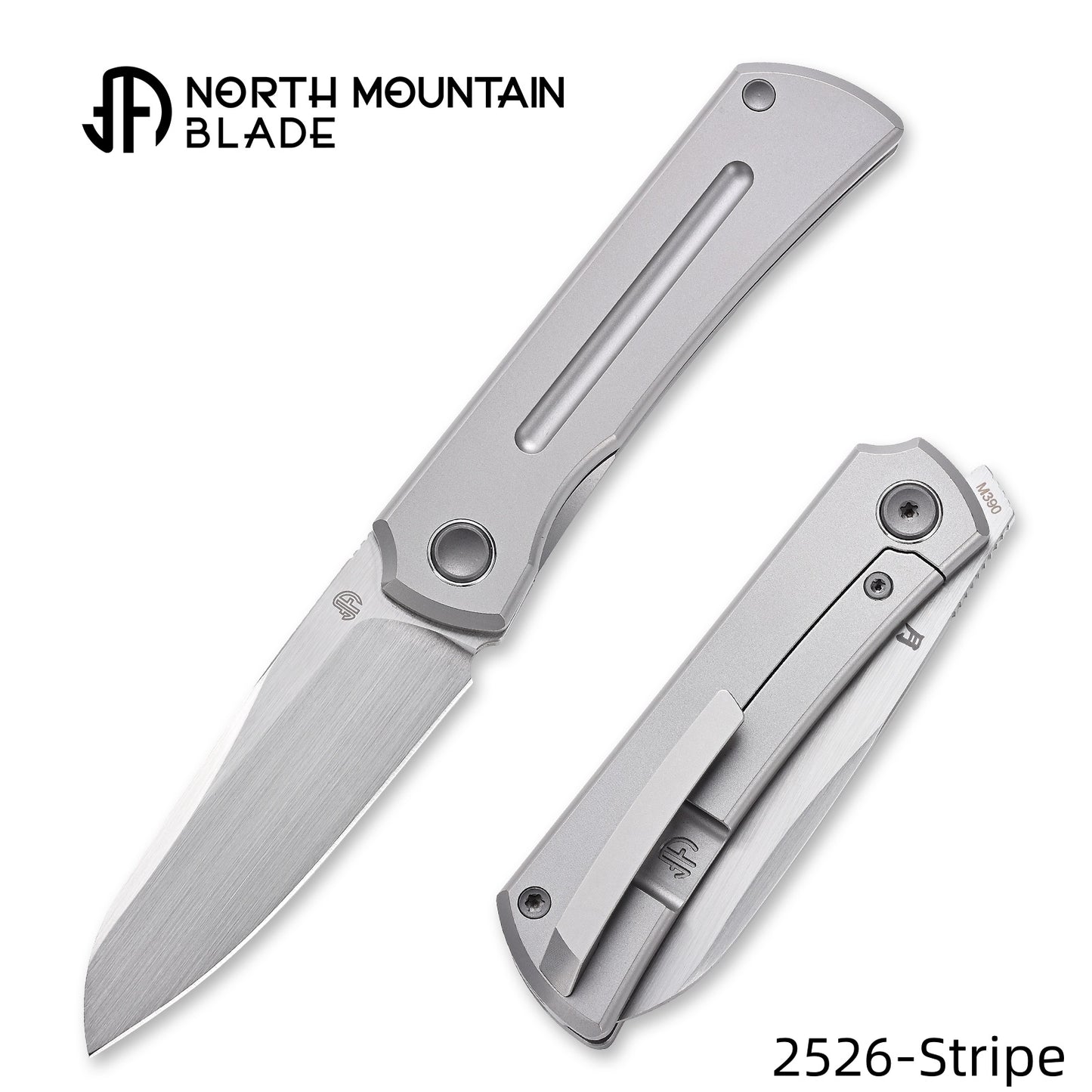 Moon 2526-Stripe MINI Folding Knife Ti Handle M390 Blade hand-brushed finish