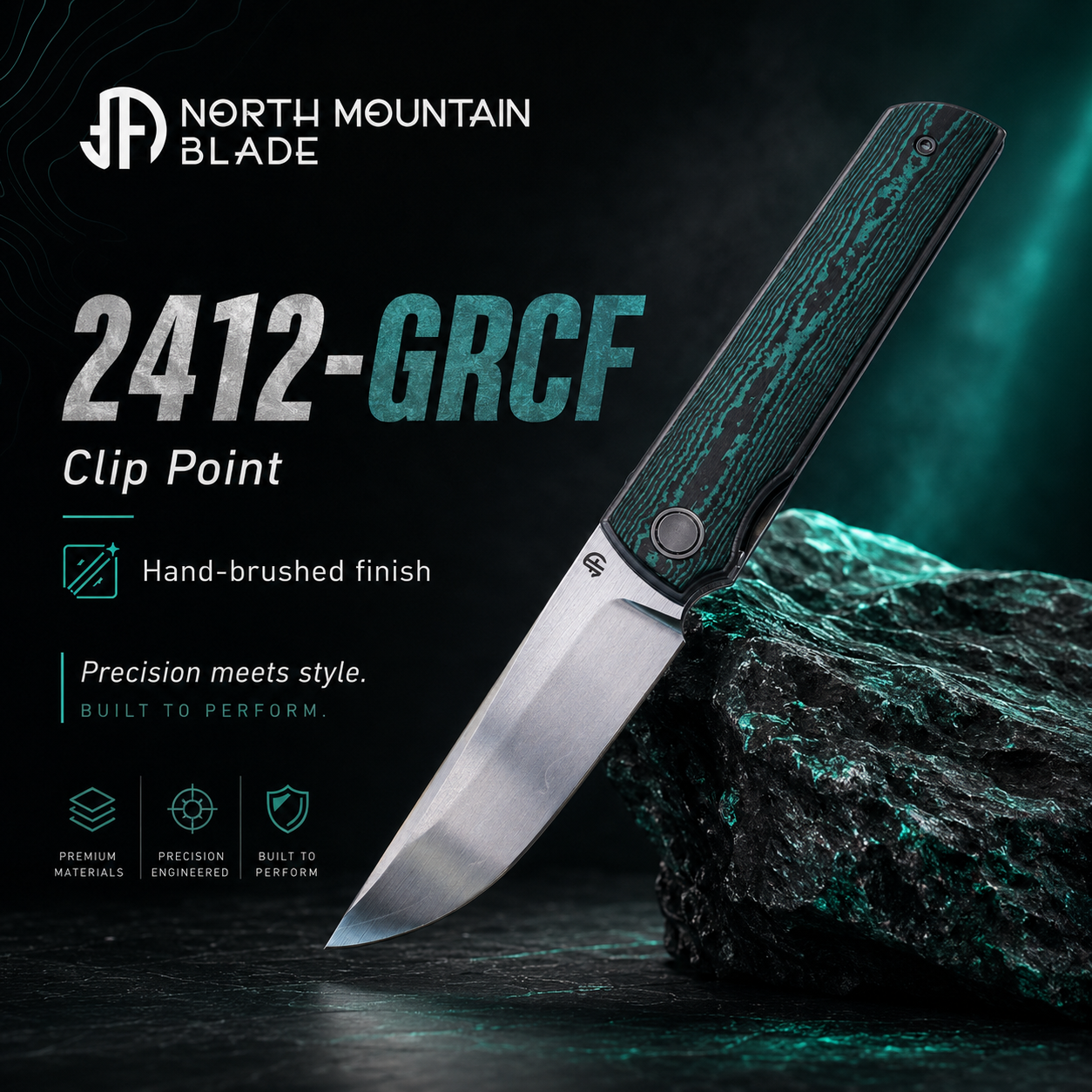 2412-GRCF Clip Point Hand-brushed finish