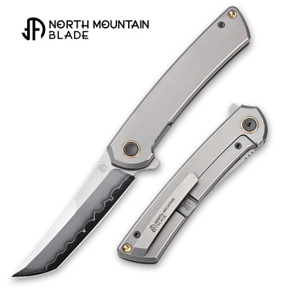 【Zero】2507-Flat Tanto Blade Ti Flat Handle&Clip Smooth Flippers