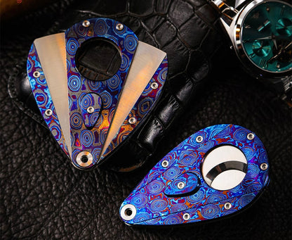 Cigar Cutter Zirconium-Titanium Damascus M390 Blade