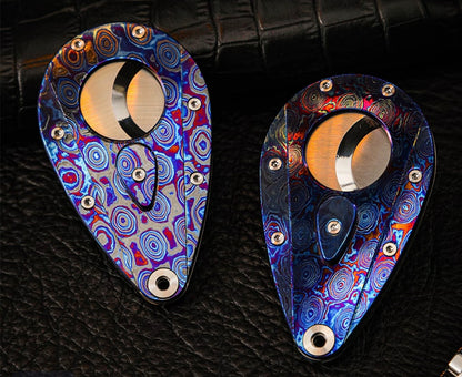 Cigar Cutter Zirconium-Titanium Damascus M390 Blade