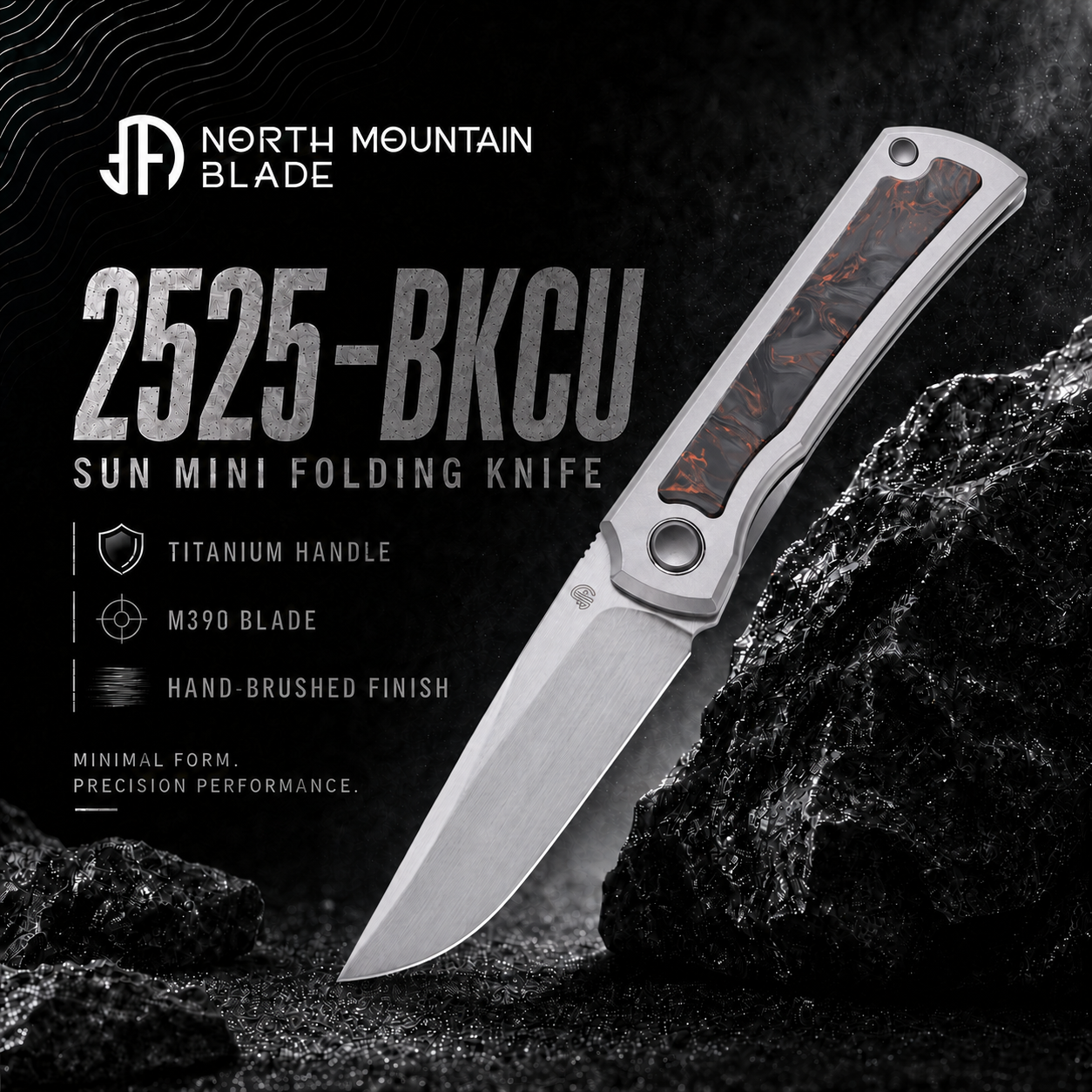 Sun 2525-BKCU MINI Folding Knife Ti Handle M390 Blade hand-brushed finish