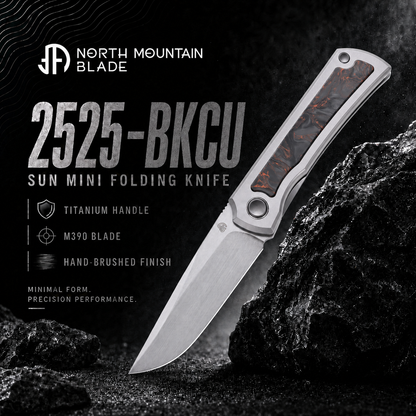 Sun 2525-BKCU MINI Folding Knife Ti Handle M390 Blade hand-brushed finish