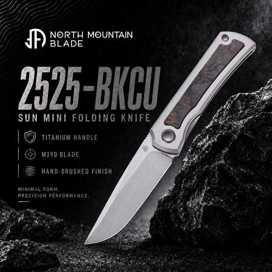 Sun 2525-BKCU MINI Folding Knife Ti Handle M390 Blade hand-brushed finish