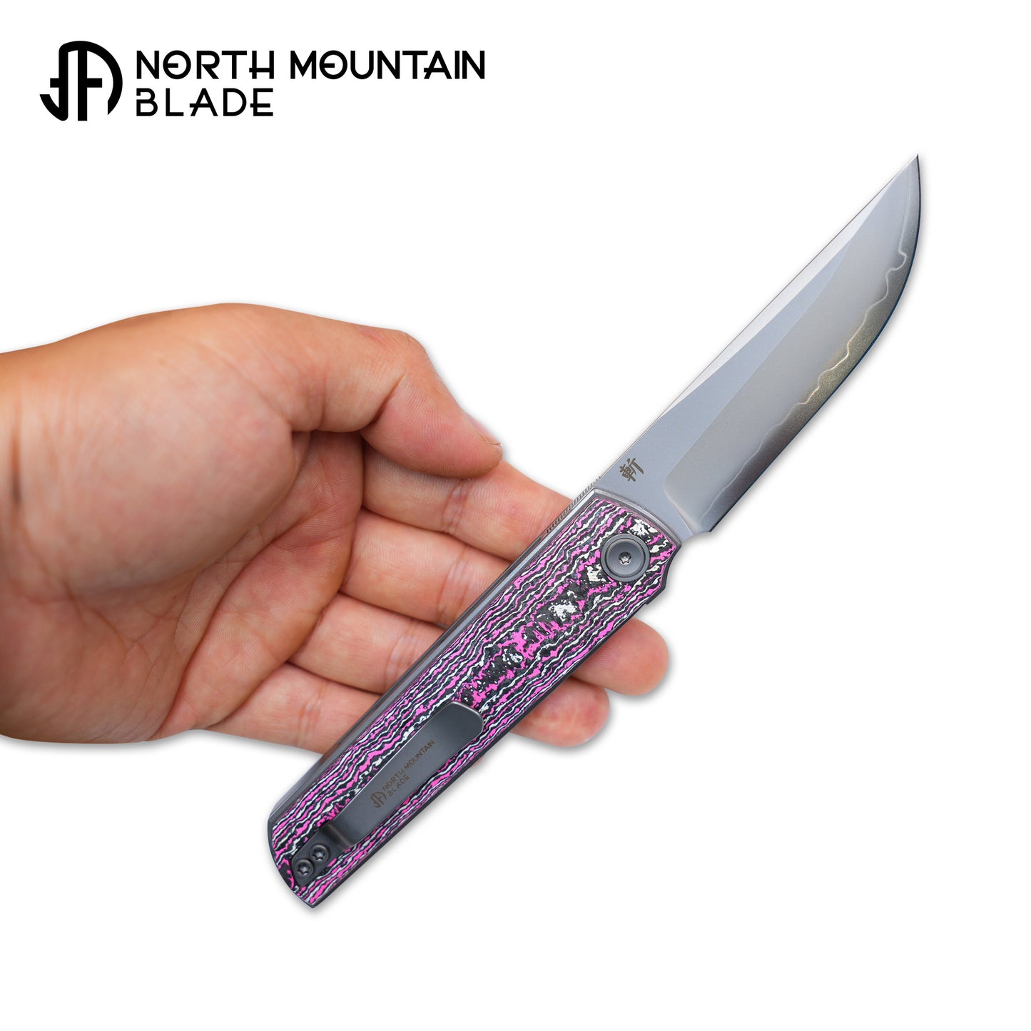 2412-GlowCF CHOP 4 Front Flipper Folding Knife, Ceramic Carbon Fiber Handle, SLD San Mai Steel, Japanese-Style